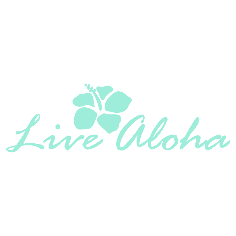 nc-smile ハワイアン ステッカー Live aloha ハイビスカス アロハ スピリット (ホワイト)